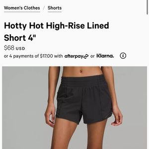 Lululemon Hotty Hot Shorts High Rise - 4”